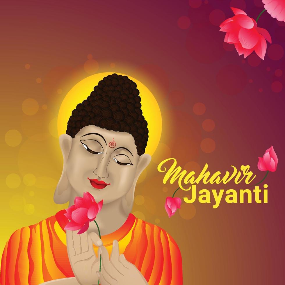 kreative Illustration von Buddha für Mahavir Jayanti vektor