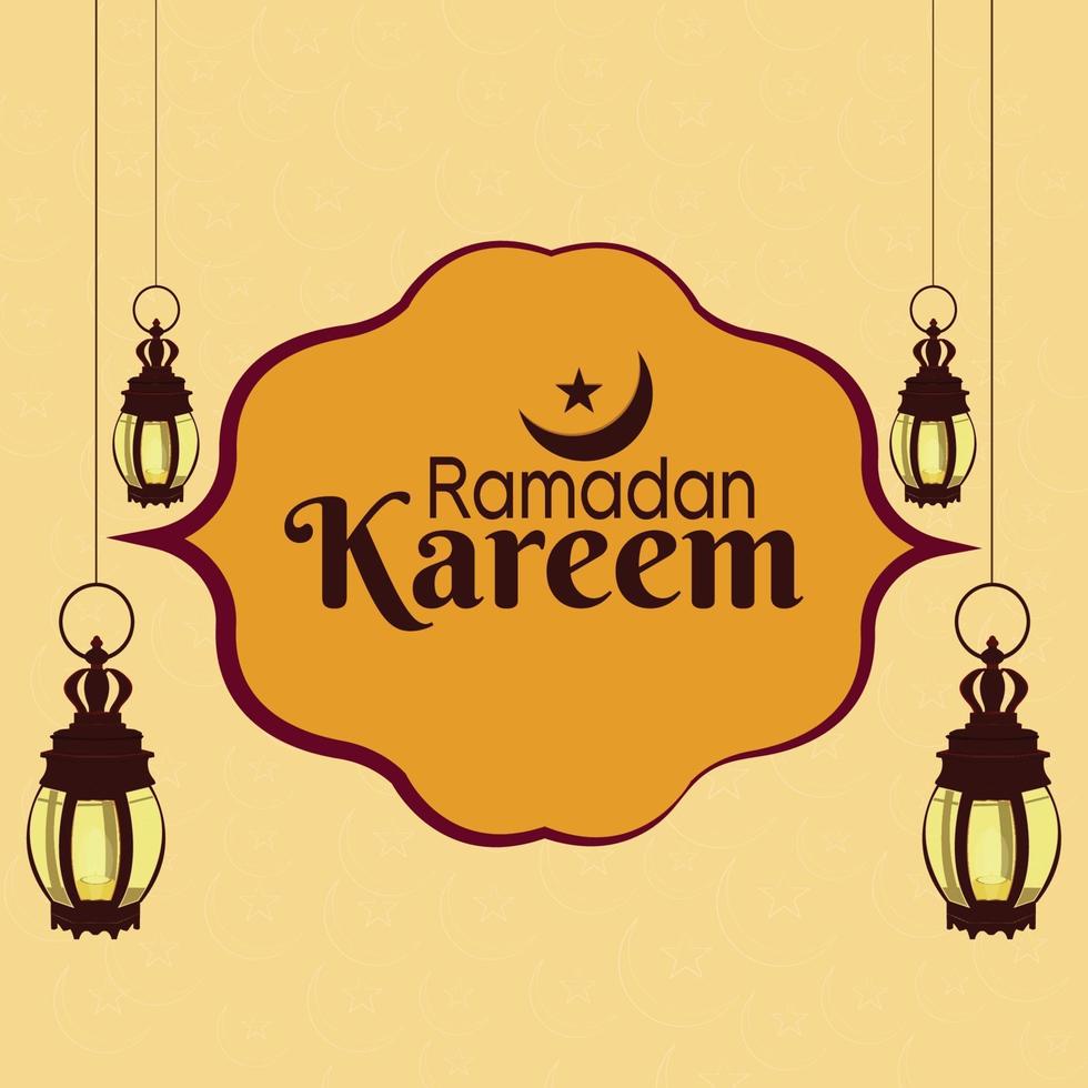 platt islamiskt gratulationskort ramadan kareem bakgrund vektor
