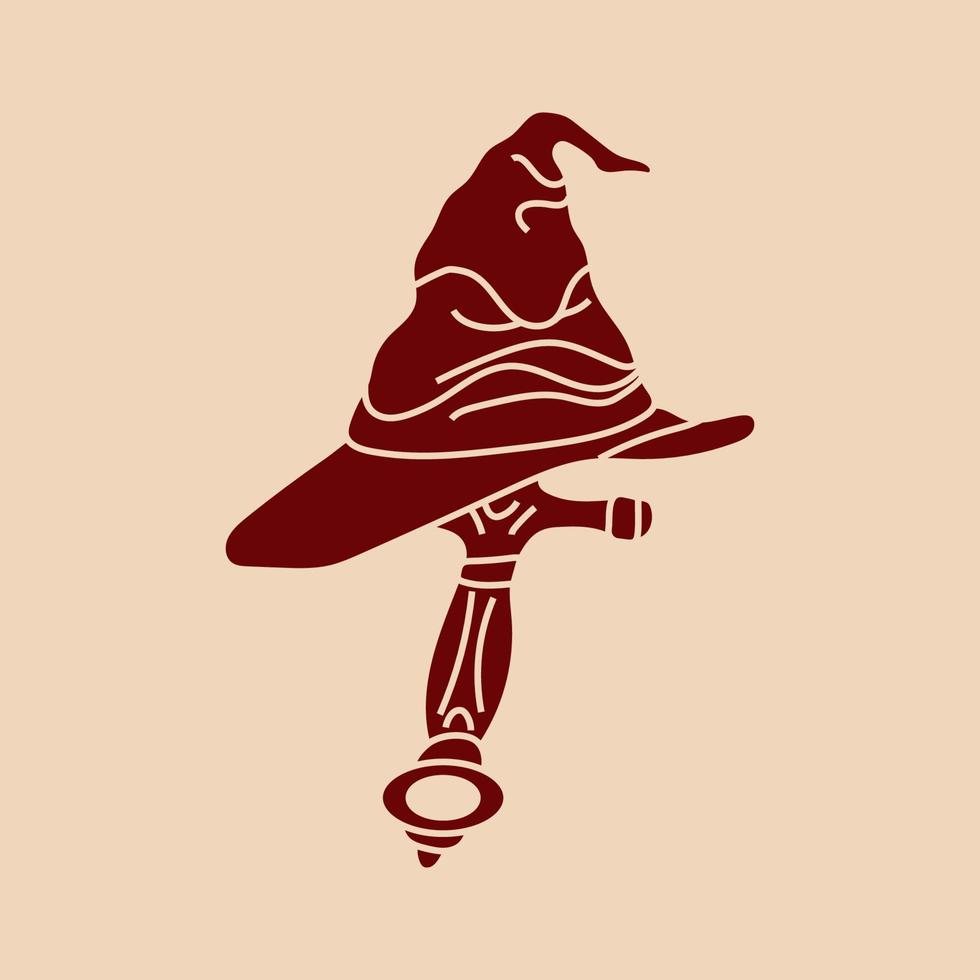 en magi hatt med en magi svärd. hand dragen vektor illustration.