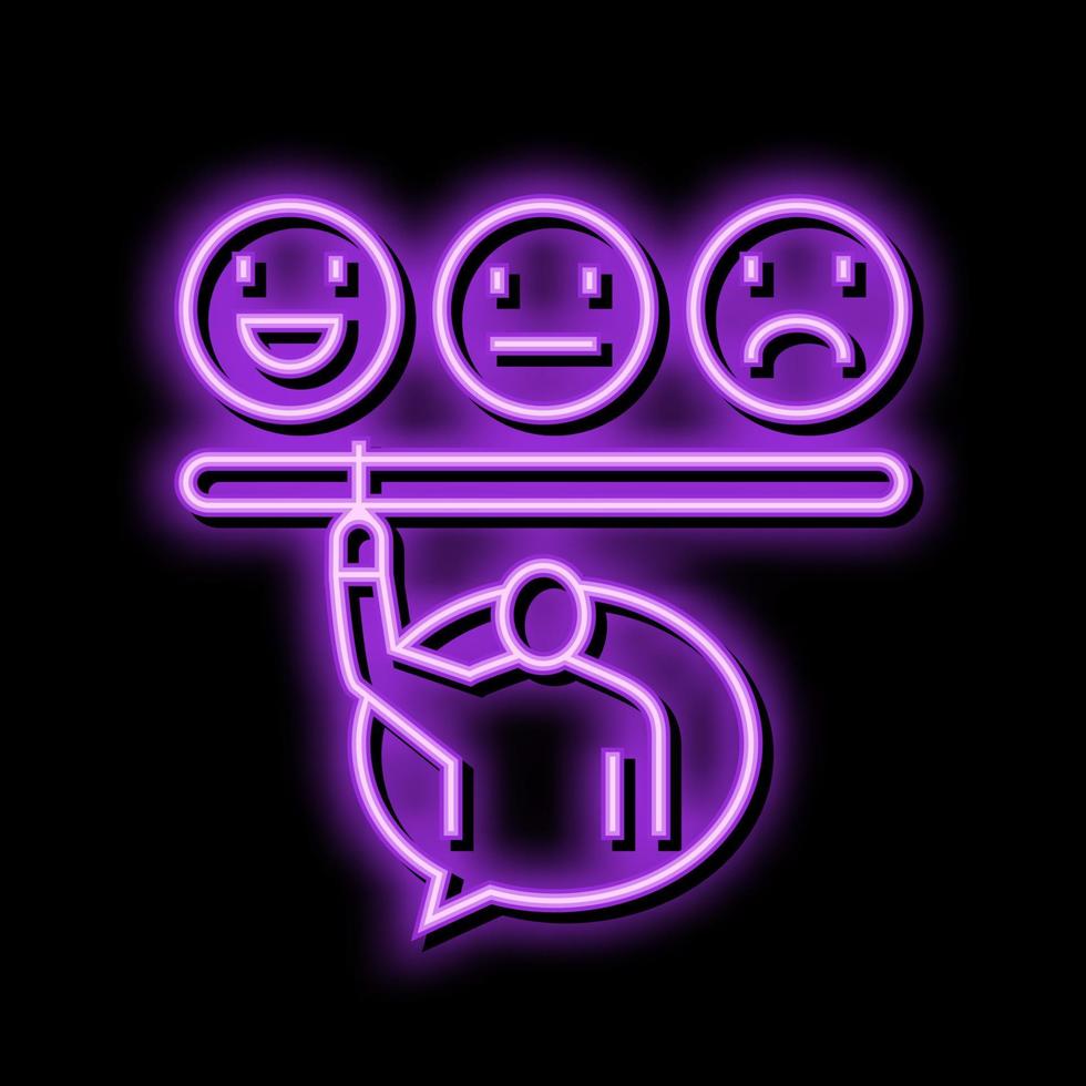 Befriedigung Kunde Rezension Neon- glühen Symbol Illustration vektor