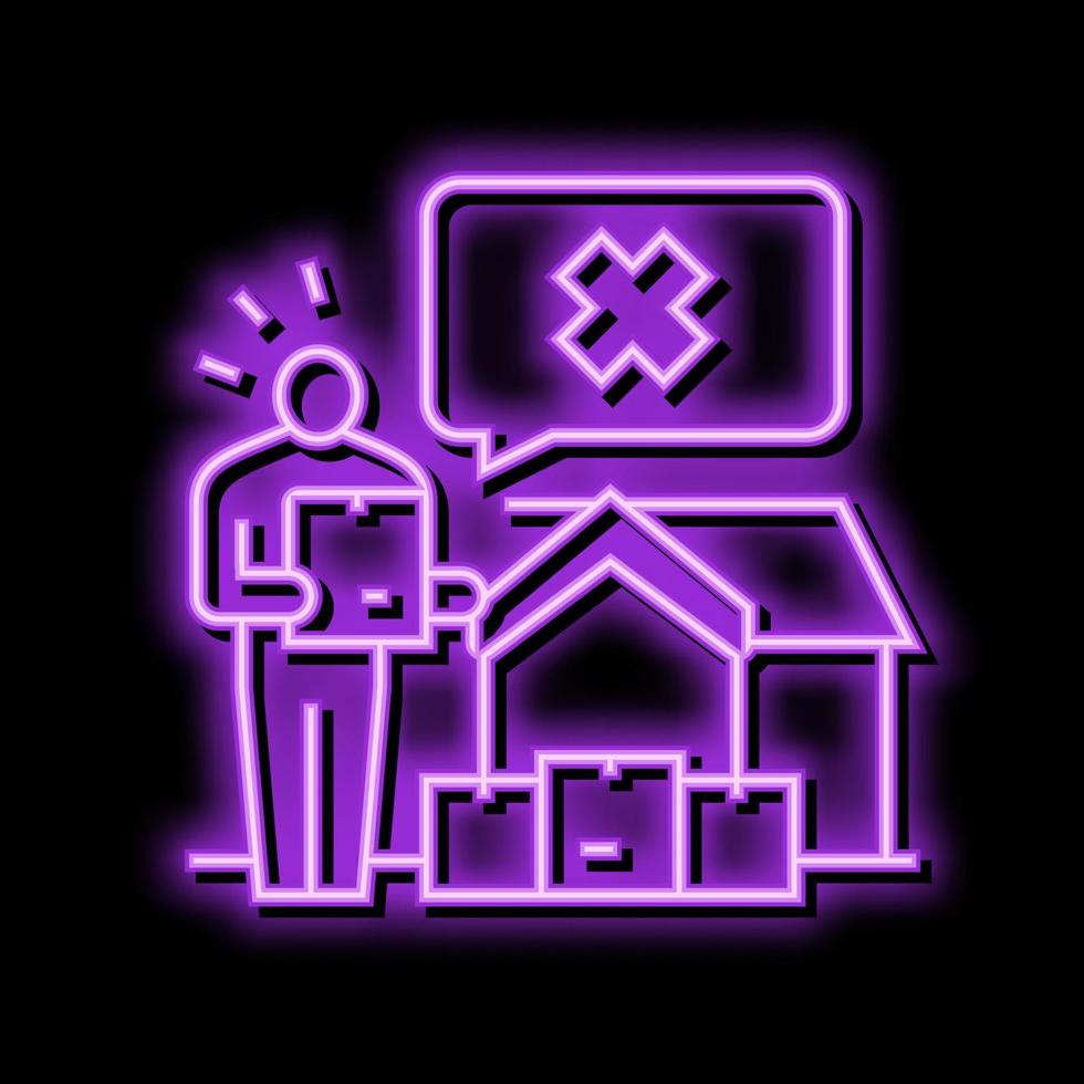 Vertreibung Eigentum Nachlass Zuhause Neon- glühen Symbol Illustration vektor