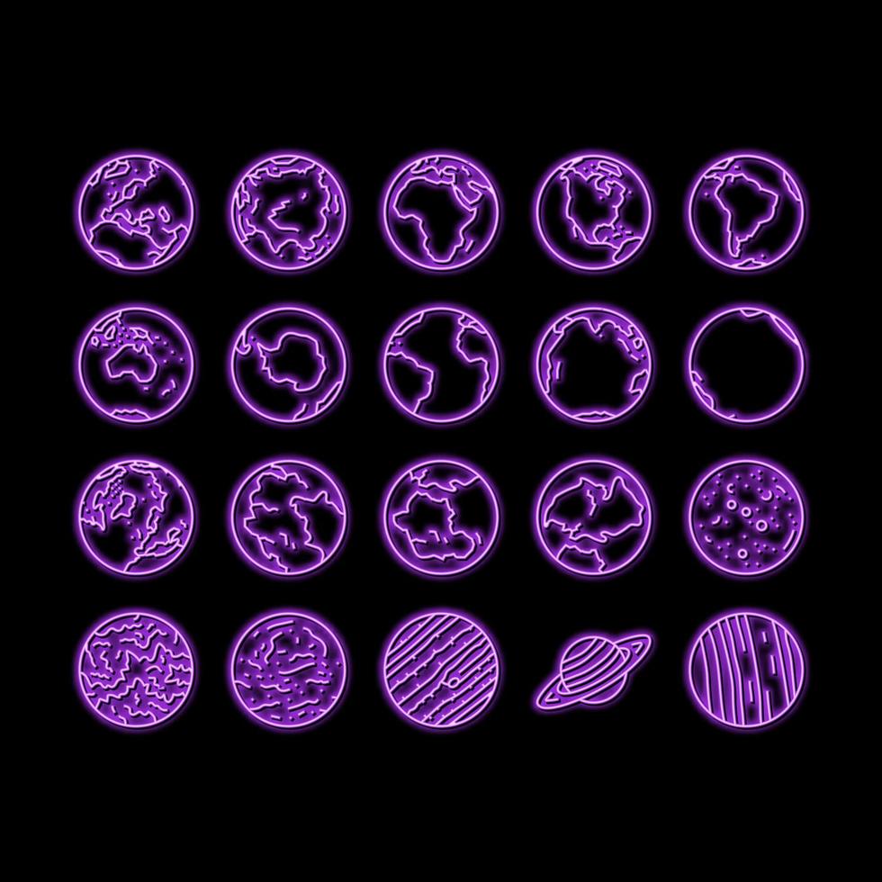 Erde Welt Planet Globus Karte Neon- glühen Symbol Illustration vektor