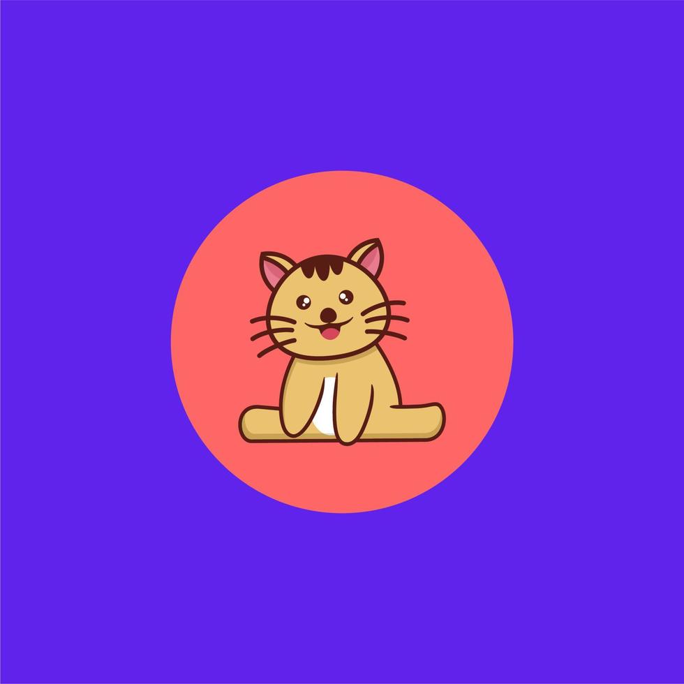 süß Katze Sitzung Logo Design vektor
