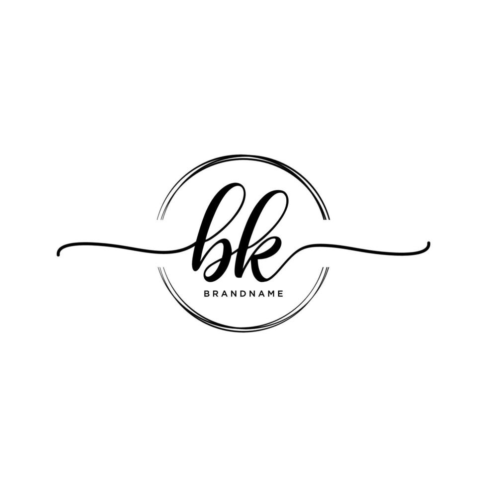 Initiale bk feminin Logo Sammlungen Vorlage. Handschrift Logo von Initiale Unterschrift, Hochzeit, Mode, Schmuck, Boutique, Blumen- und botanisch mit kreativ Vorlage zum irgendein Unternehmen oder Geschäft. vektor