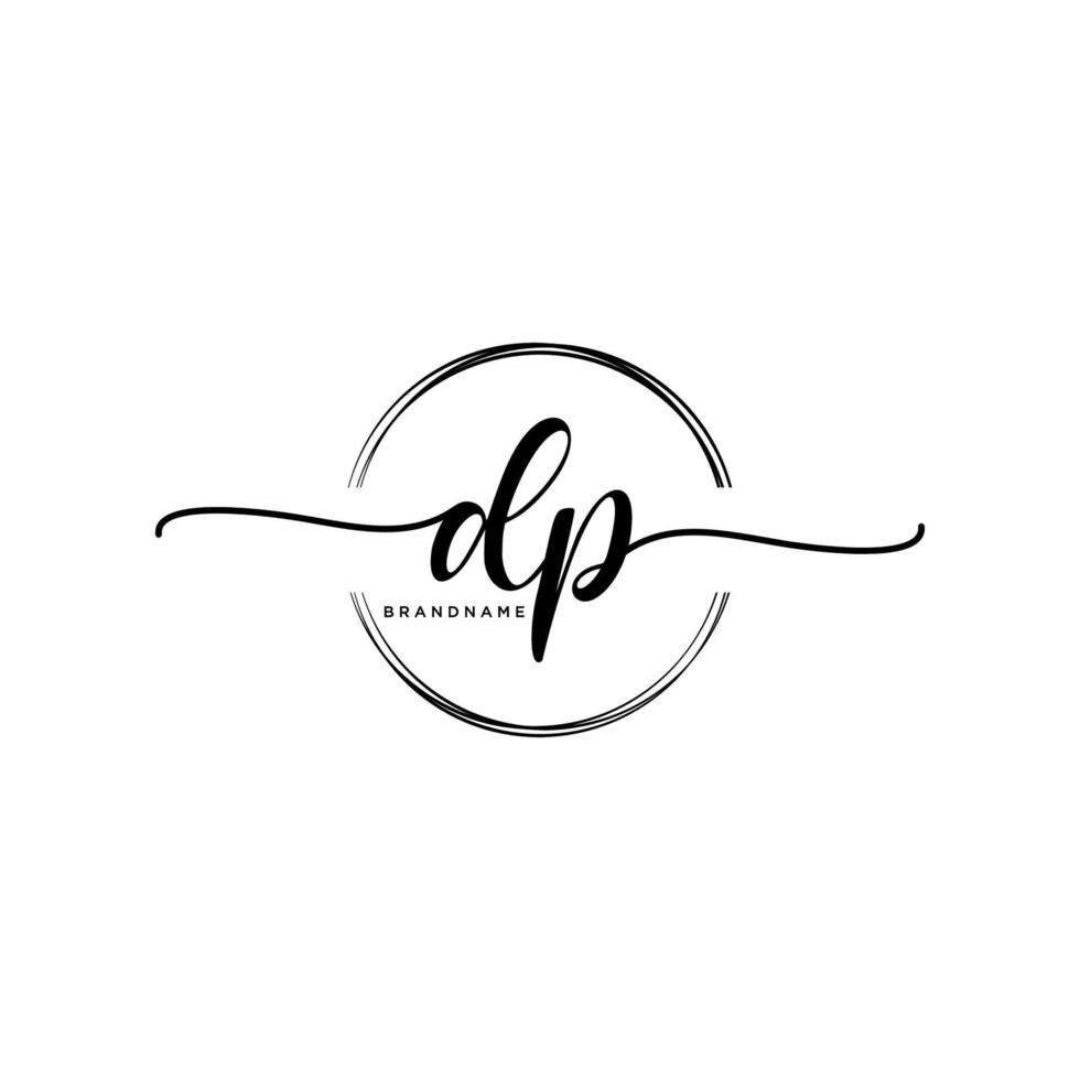första dp feminin logotyp samlingar mall. handstil logotyp av första signatur, bröllop, mode, smycken, boutique, blommig och botanisk med kreativ mall för några företag eller företag. vektor