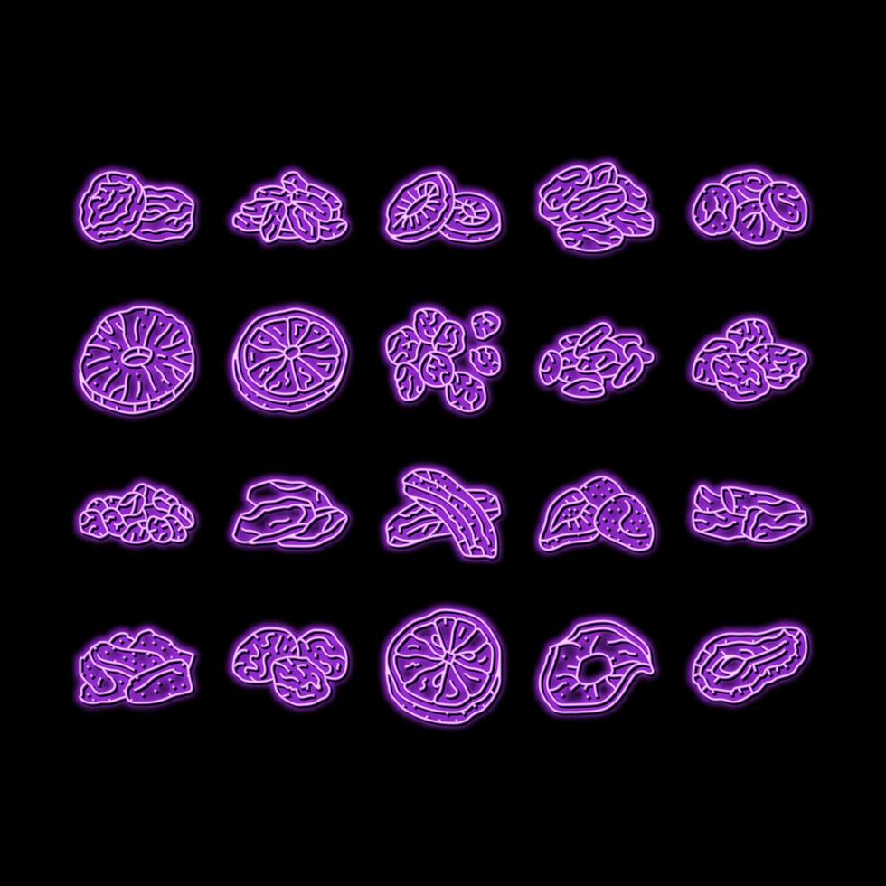 getrocknet Obst gesund Snack Neon- glühen Symbol Illustration vektor