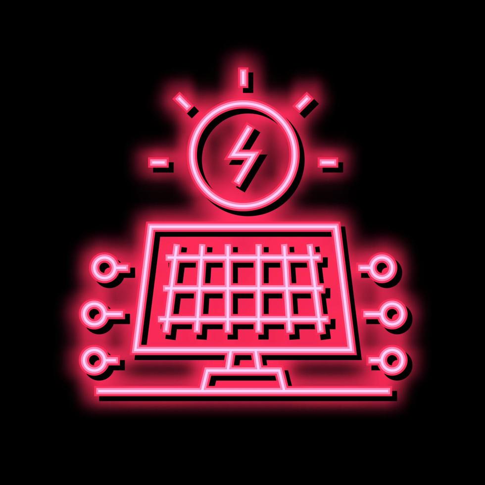 Solar- elektrisch Panel Neon- glühen Symbol Illustration vektor