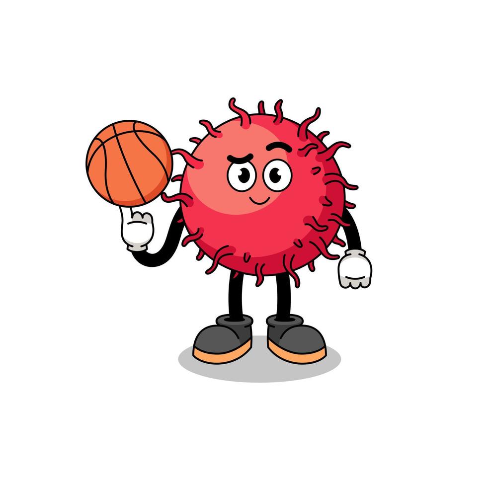 rambutan frukt illustration som en basketboll spelare vektor