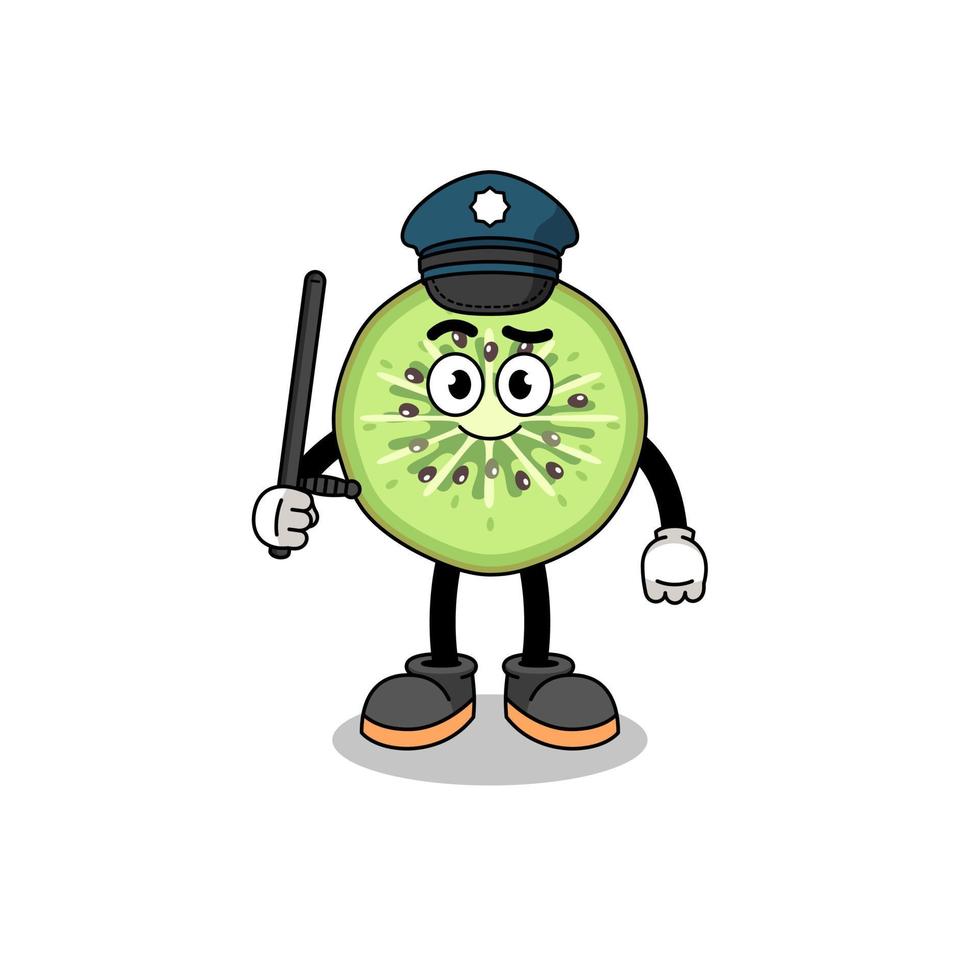 tecknad serie illustration av skivad Kiwi frukt polis vektor