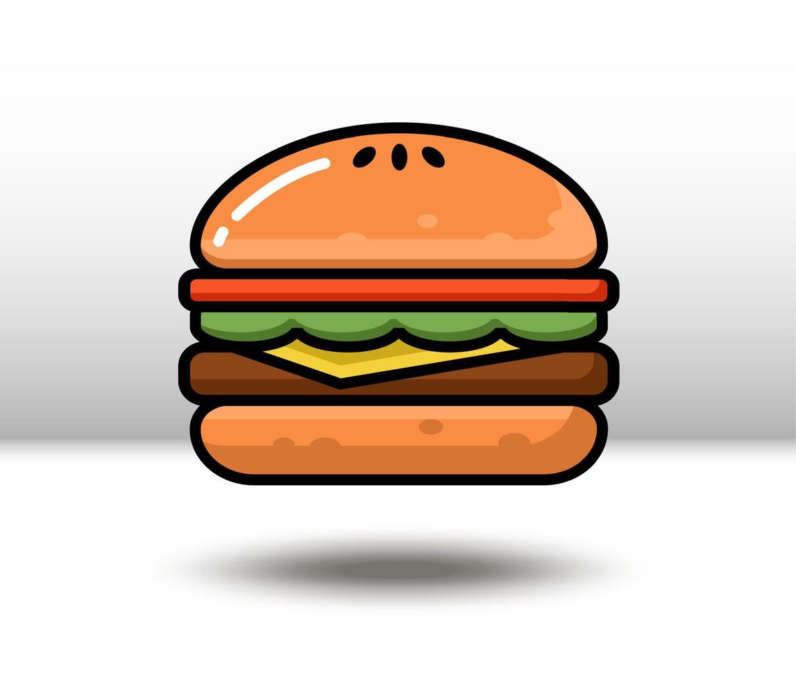 vektor ikon illustration. färgrik hamburgare. isolerat på vit bakgrund.