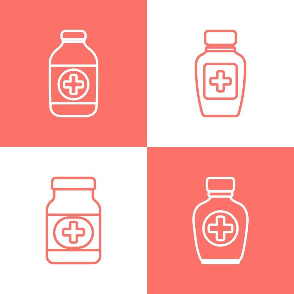 einstellen von medizinisch Flaschen Symbole im Gliederung Stil. Vektor Illustration. Gesundheit Konzept.