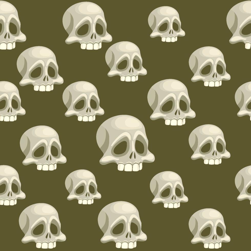 nahtlos Muster mit Mensch Schädel, Kopf von Skelett. Symbol von Tod oder gefährlich. Element zum Halloween Urlaub vektor