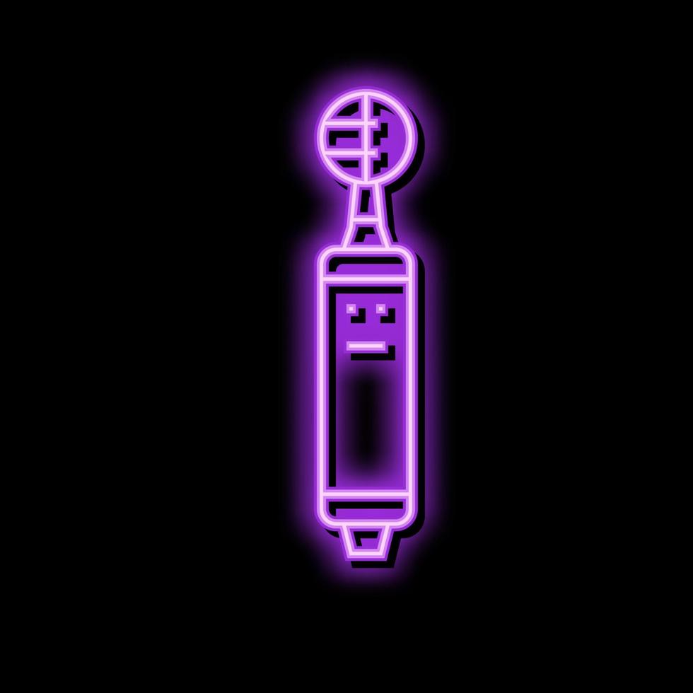 ljud mic mikrofon neon glöd ikon illustration vektor