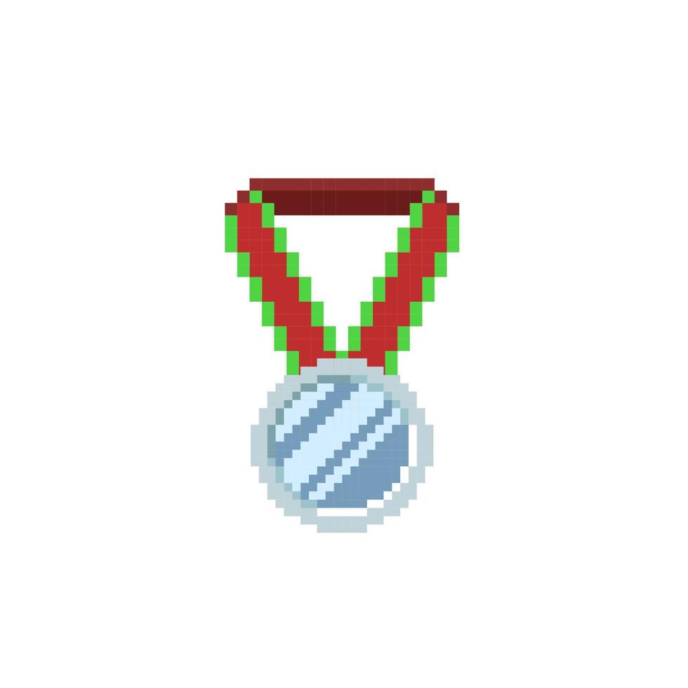 Silber Medaille im Pixel Kunst Stil vektor