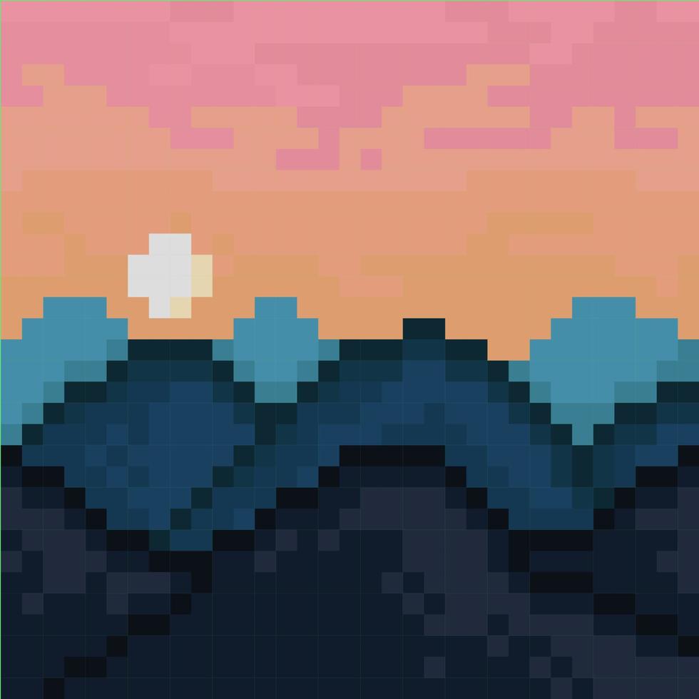 Berge Aussicht im Pixel Kunst Stil vektor