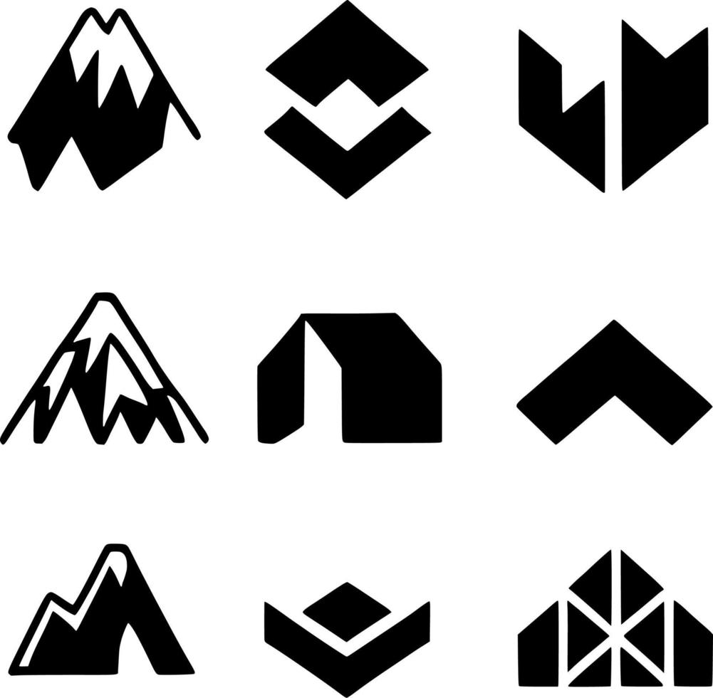 uppsättning av berg ikon vektor
