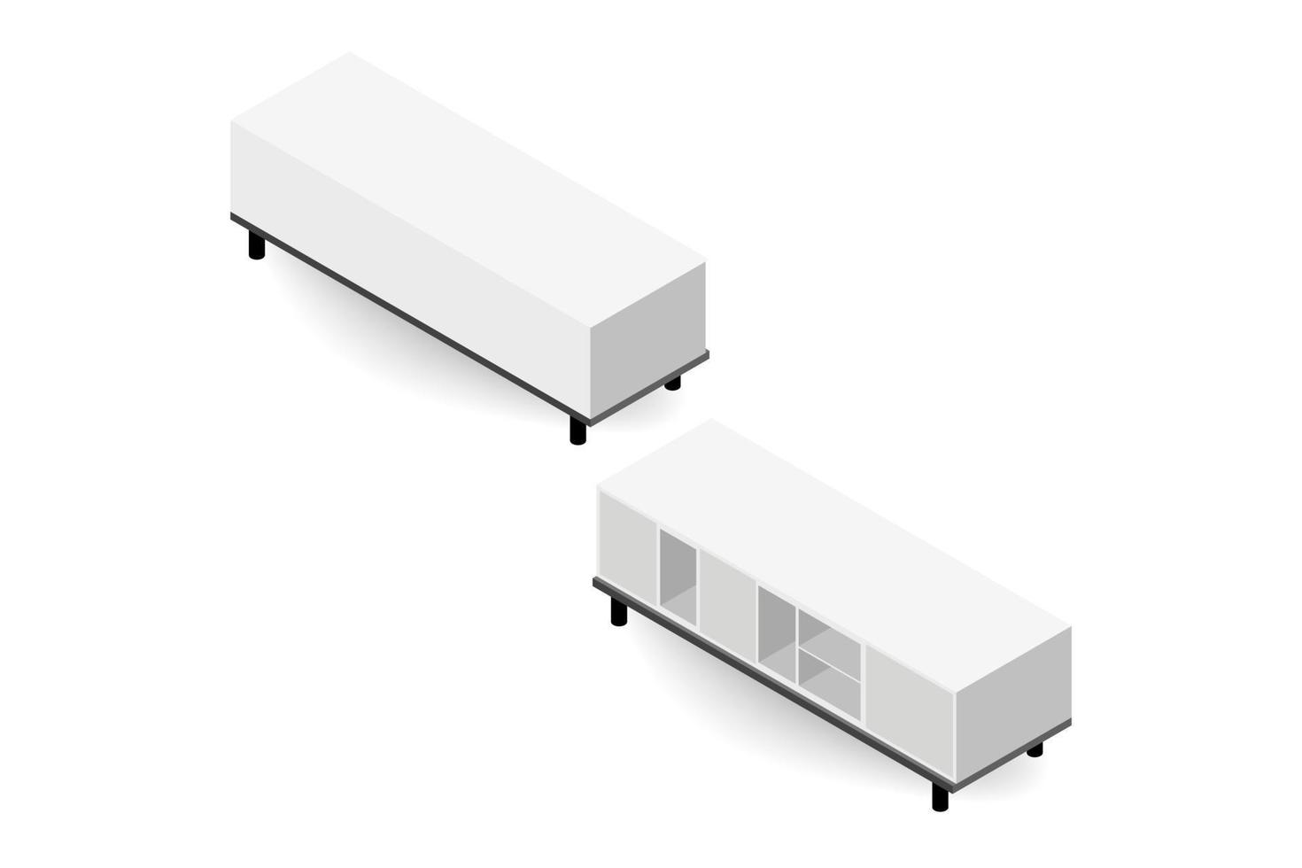 isometrisches modernes Sideboard. ein realistisches 3D-Möbel-TV-Regal. Innenelement des Wohnzimmers. Vektor-Illustration Design. vektor