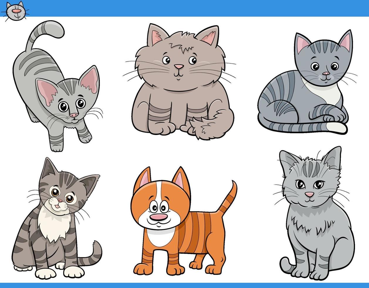 Cartoon Katzen und Kätzchen lustige Charaktere gesetzt vektor