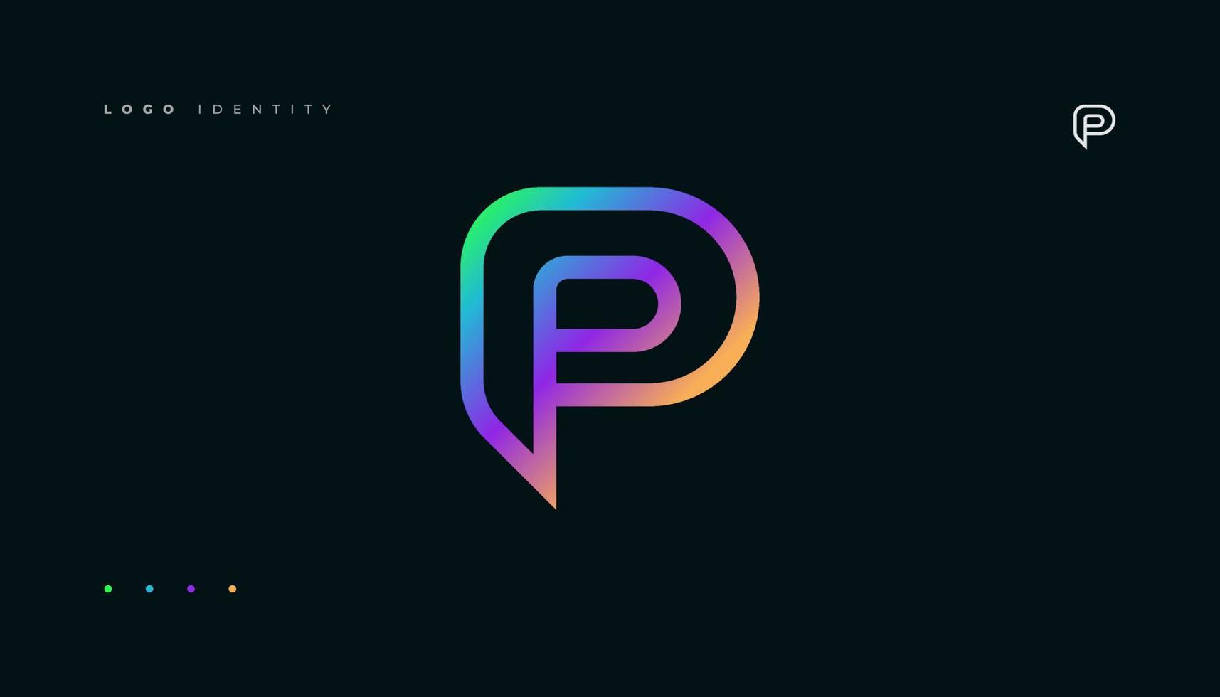 första brev p logotyp lutning design vektor