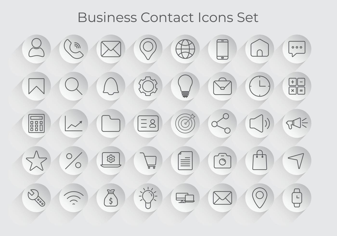 företag ikon uppsättning, webb ikon uppsättning, Kontakt ikon uppsättning för mobil appar och hemsida vektor
