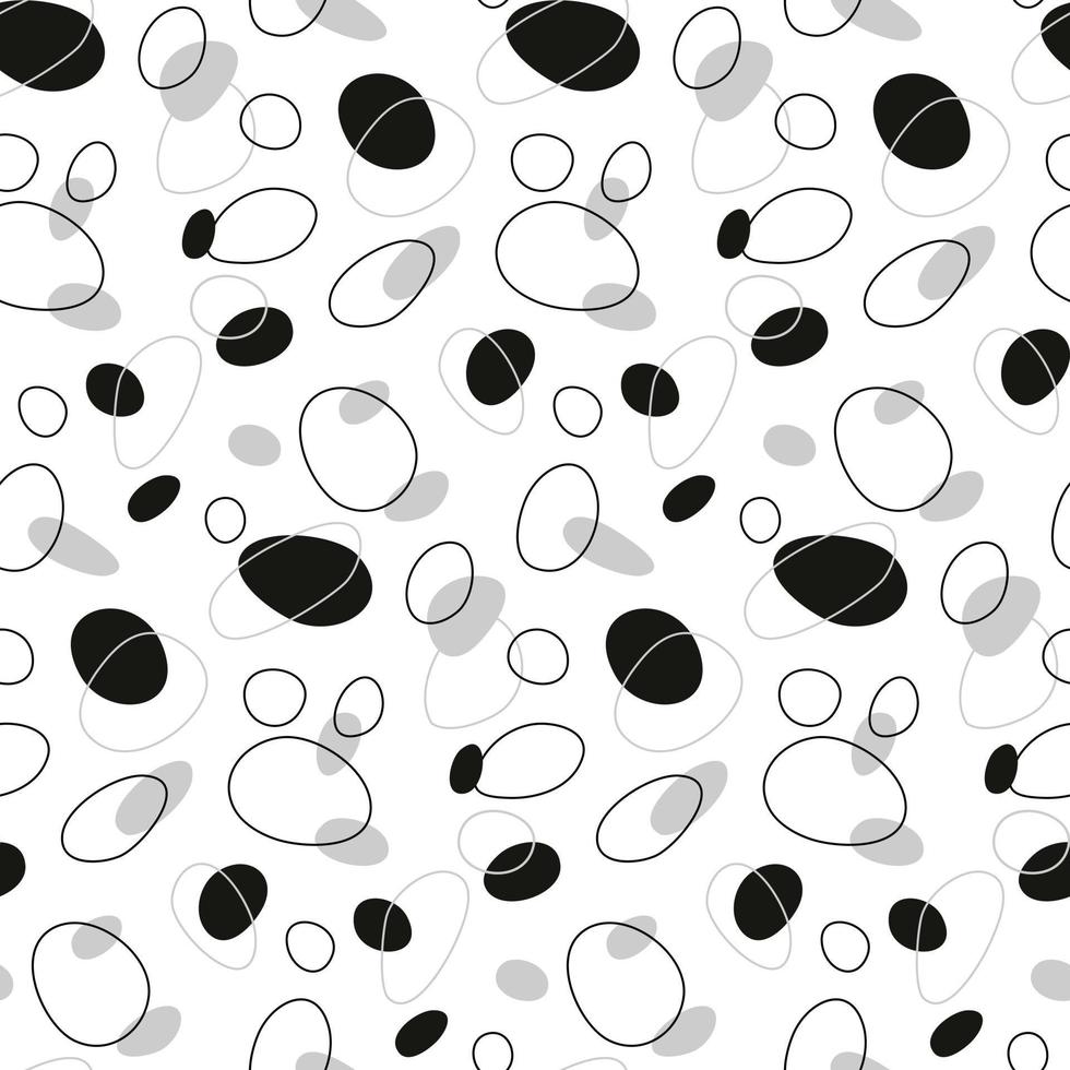 modern sömlös mönster med abstrakt former. ritad för hand enkel former. abstrakt modern vektor illustration i retro stil. svart och vit fläckar på en vit bakgrund. de textur av de stämpel.