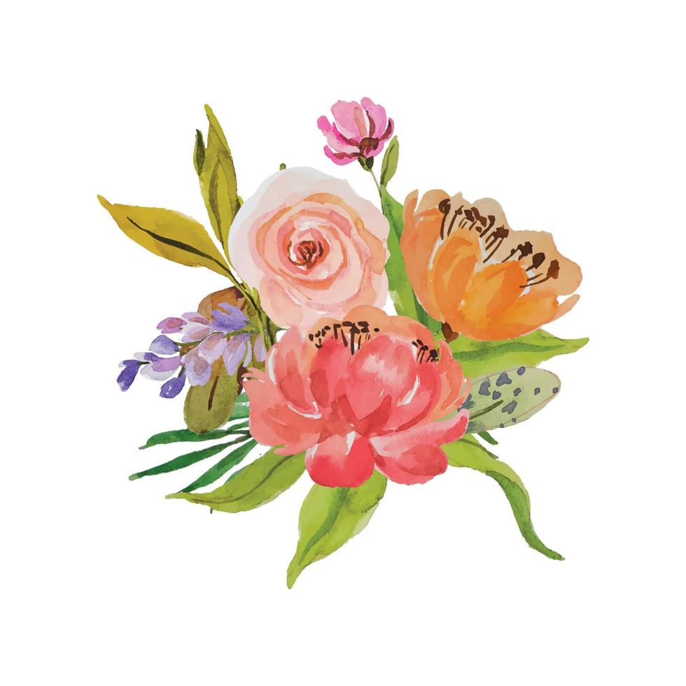 vattenfärg blomma bukett ClipArt vektor