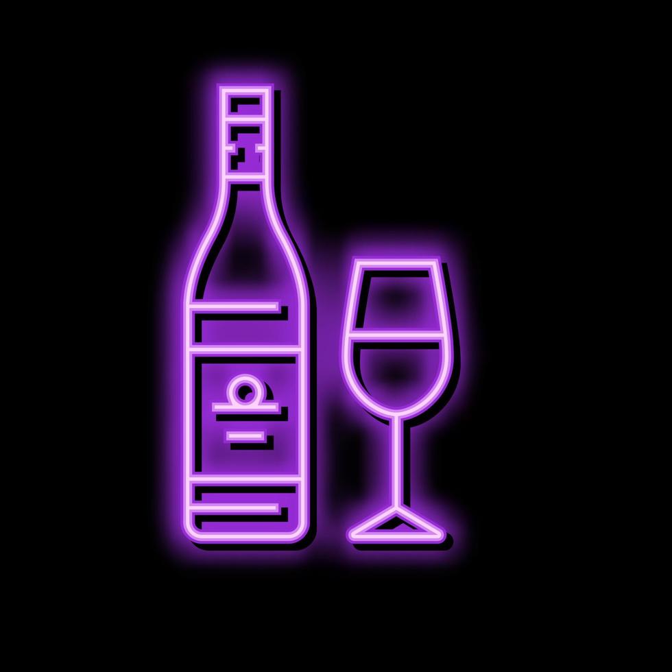 chardonnay vit vin neon glöd ikon illustration vektor