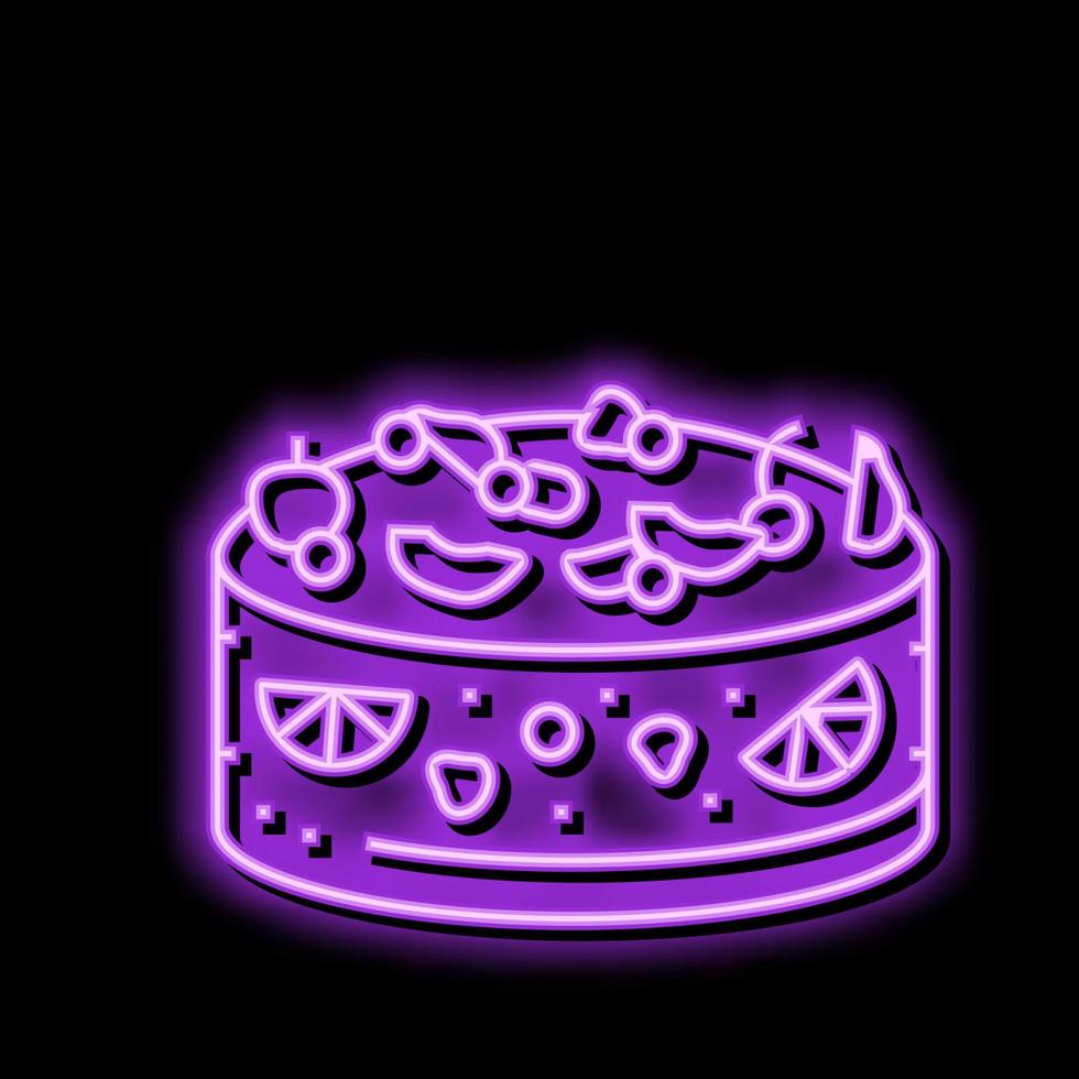 Obst Kuchen Essen Dessert Neon- glühen Symbol Illustration vektor