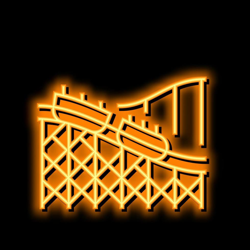 Achterbahn Amüsement Park Neon- glühen Symbol Illustration vektor