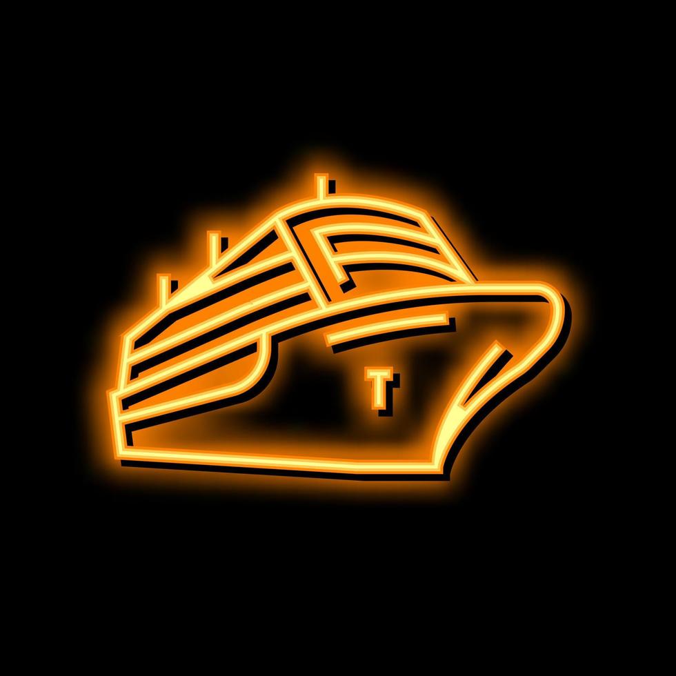 kryssning fartyg liner marin transport neon glöd ikon illustration vektor