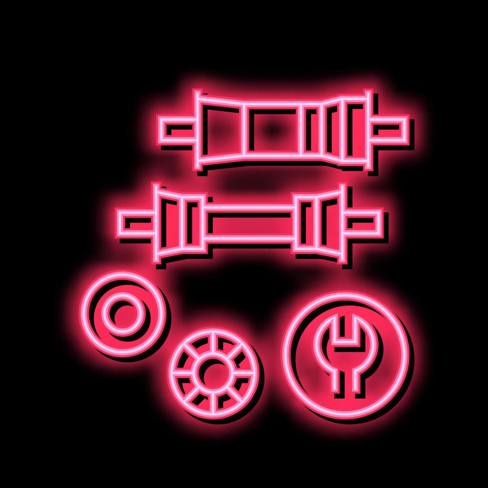 Unterseite Halterung Wagen Beseitigung Neon- glühen Symbol Illustration vektor