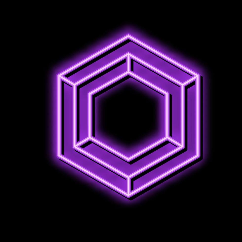 Hexagon unmöglich geometrisch gestalten Neon- glühen Symbol Illustration vektor