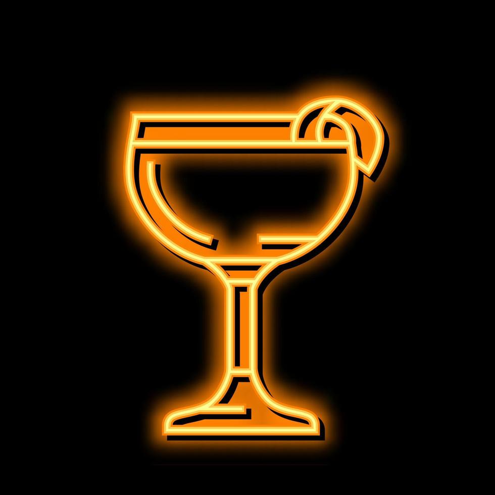 Glas trinken Beiwagen Cocktail Neon- glühen Symbol Illustration vektor