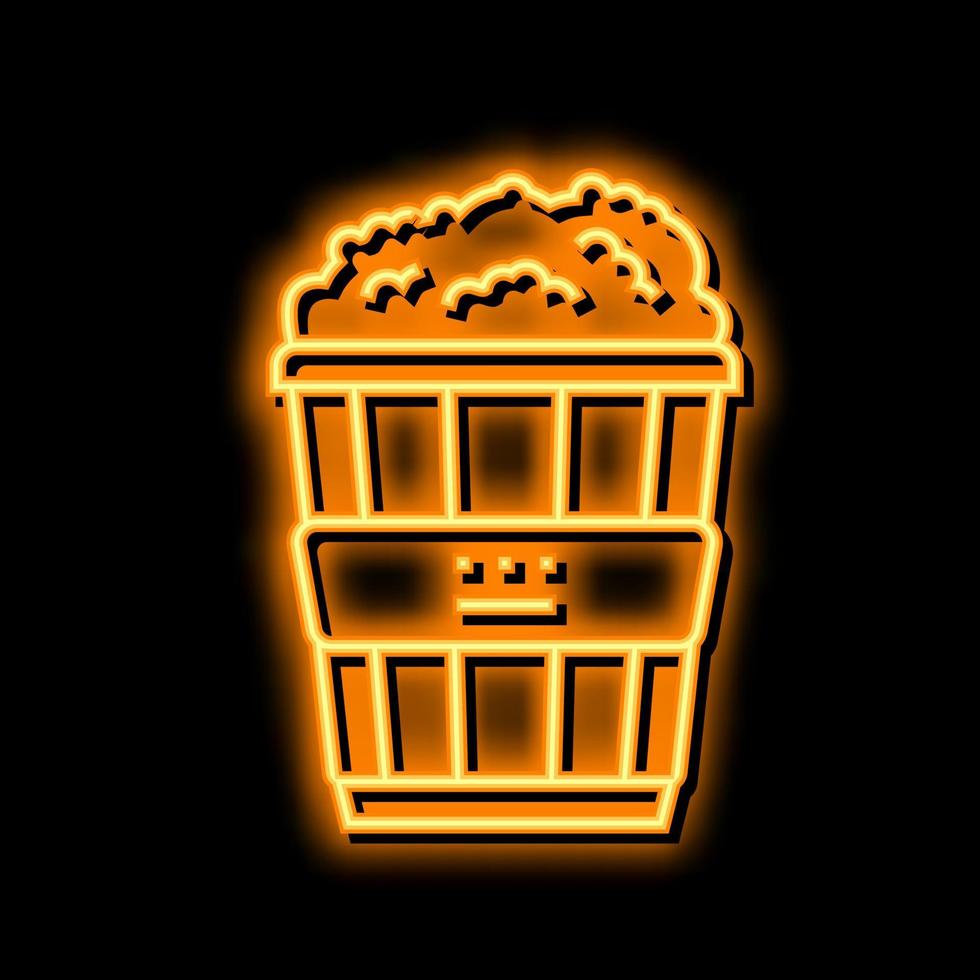 popcorn mat neon glöd ikon illustration vektor