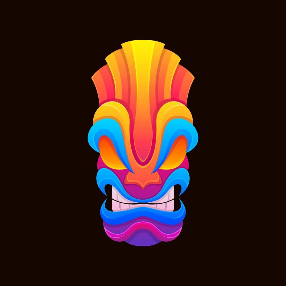 färgglad tiki mask design vektor