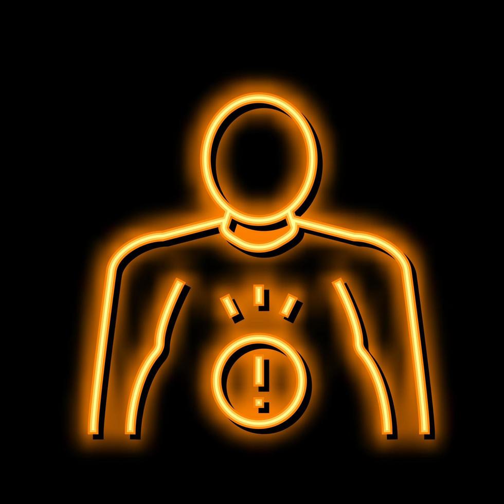 abdominal smärta mesoteliom neon glöd ikon illustration vektor