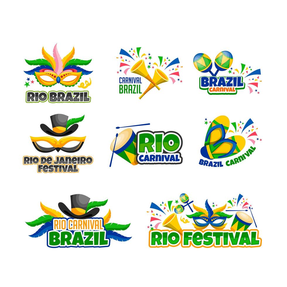 Rio festival Brasilien klistermärke set vektor