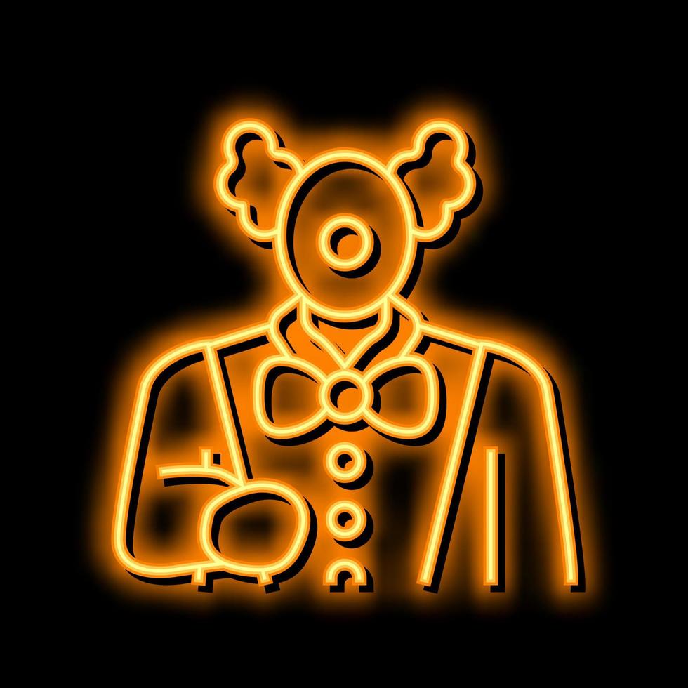 Clown Amüsement Park Arbeiter Neon- glühen Symbol Illustration vektor