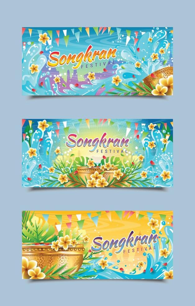 Songkran festival banner mallar vektor