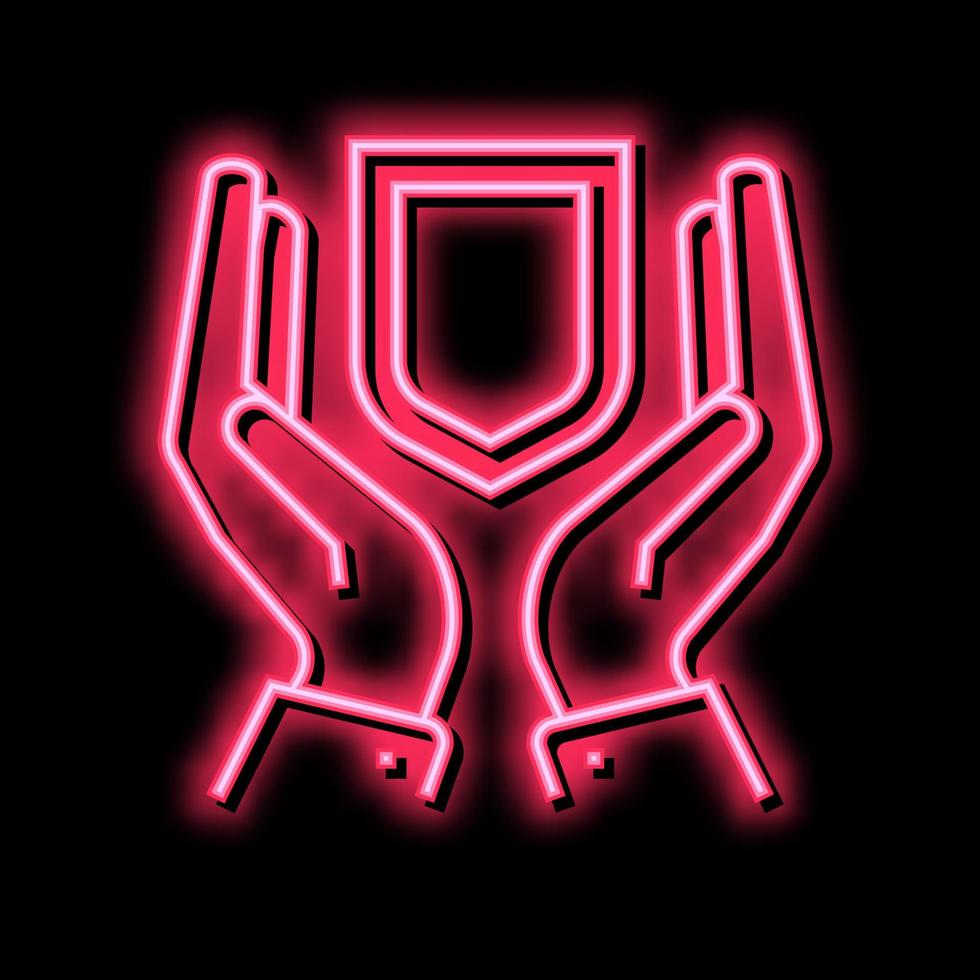 Hand halt Schild Neon- glühen Symbol Illustration vektor