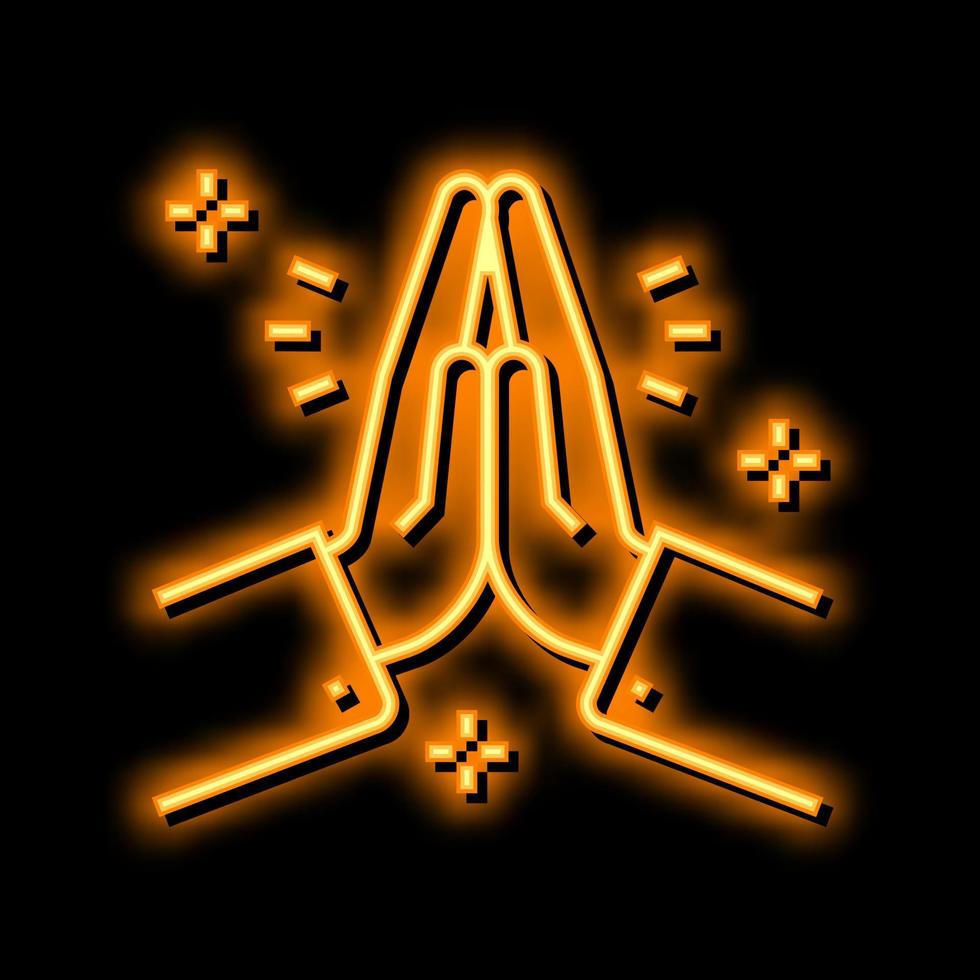 Gebet Religion Neon- glühen Symbol Illustration vektor