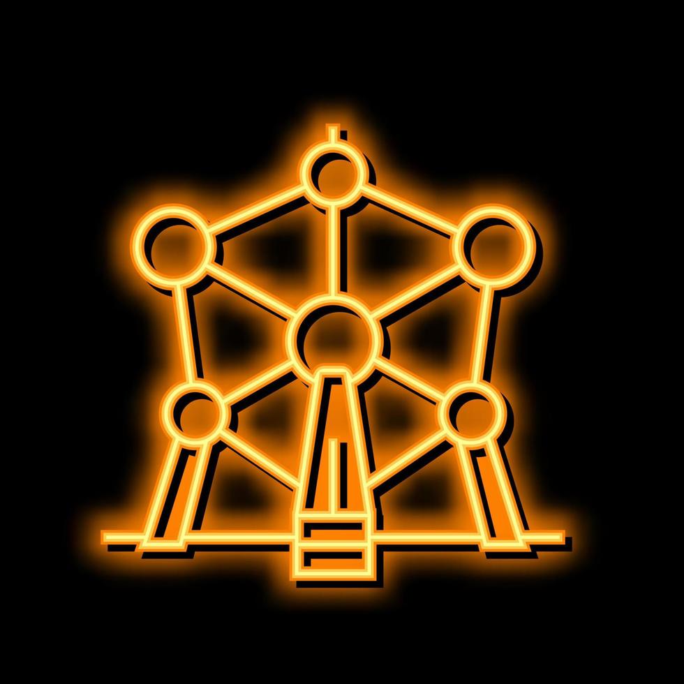 atomium monument neon glöd ikon illustration vektor