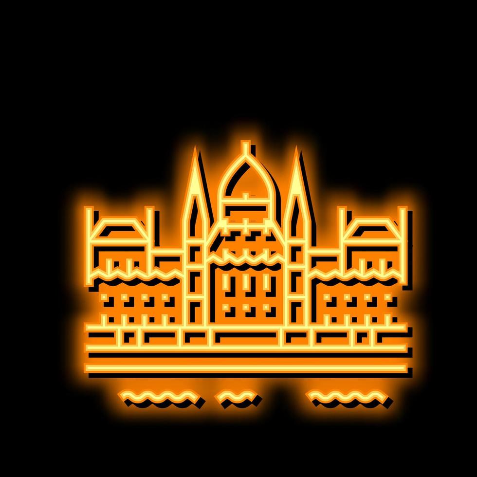 ungerska parlament byggnad neon glöd ikon illustration vektor