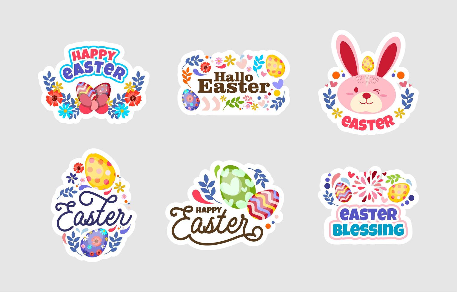 Happy Easter Sticker Design Set vektor