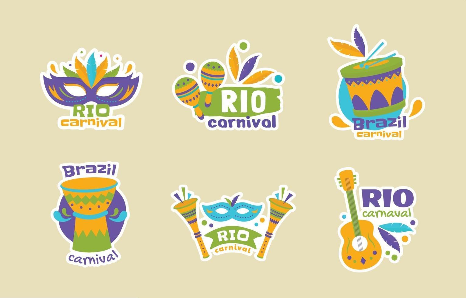 Rio Karneval Aufkleber Set vektor