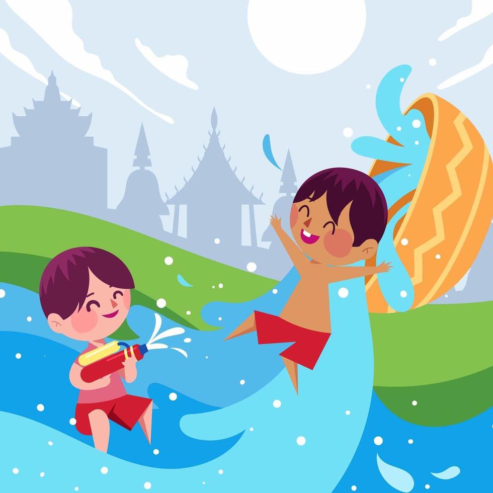 vattenstänkfestival i Thailand vektor