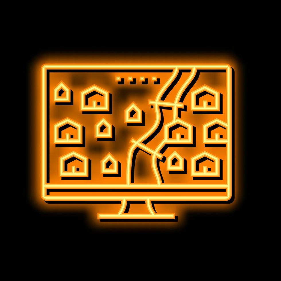 Strategie Video Spiel Neon- glühen Symbol Illustration vektor