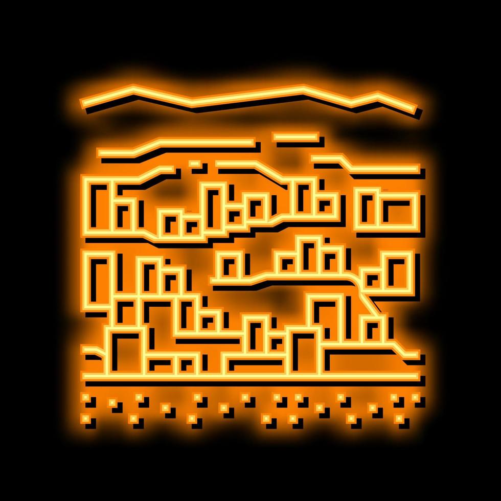 bandiagara stad neon glöd ikon illustration vektor