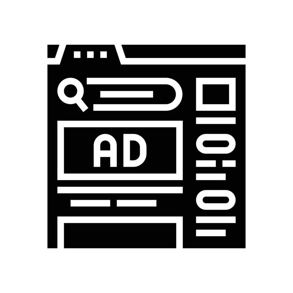 bezahlt Suche Werbung Glyphe Symbol Vektor Illustration