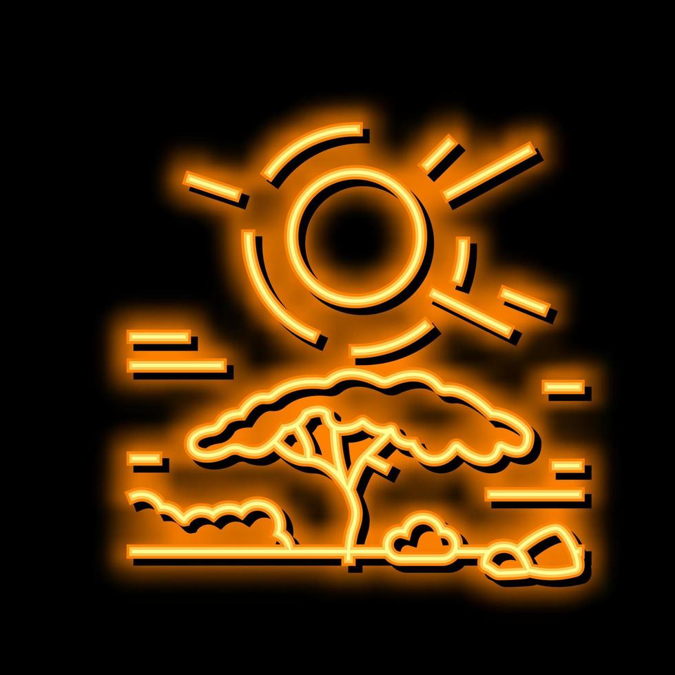 solnedgång afrikansk neon glöd ikon illustration vektor